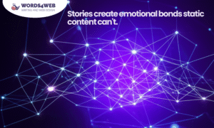 Blue Image stating storytelling Importance