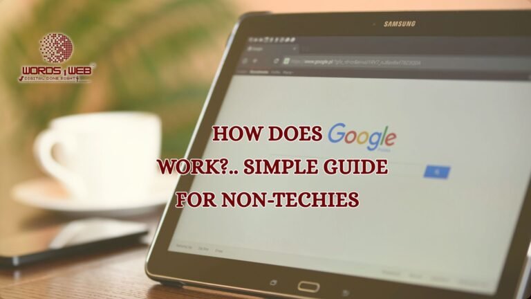 How does Google Work title with showing Google Page on laptop screen